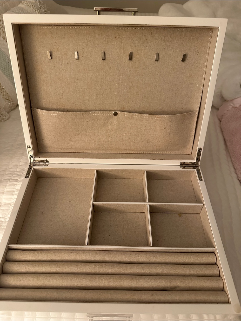 West Elm Gloss White 3-Drawer Jewelry Organizer with Silver Handles - Picture 3 of 11